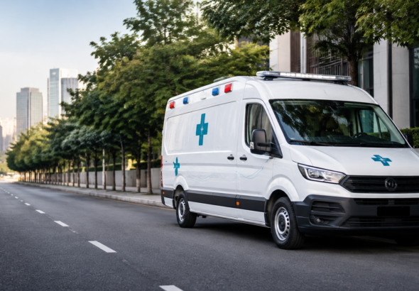 Ambulância privada em atendimento urbano em SP