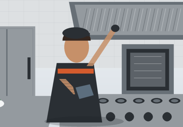 Manutenção de cozinha industrial em São Paulo com técnico avaliando equipamentos