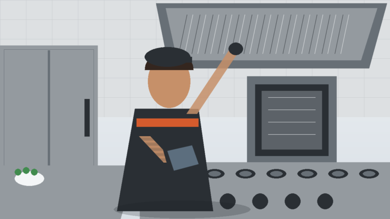 Manutenção de cozinha industrial em São Paulo com técnico avaliando equipamentos