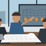 Projeto de engenharia industrial com equipe analisando modelo BIM